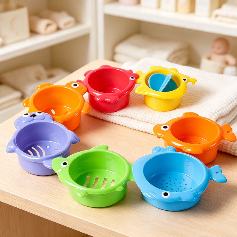 Baby Food Nestum - ألعاب استحمام للأطفال، أكواب ملونة قابلة