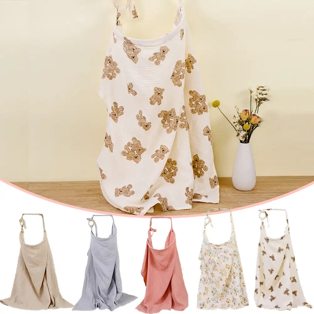 Baby Food Apron - غطاء رضاعة للأطفال من القطن، غطاء