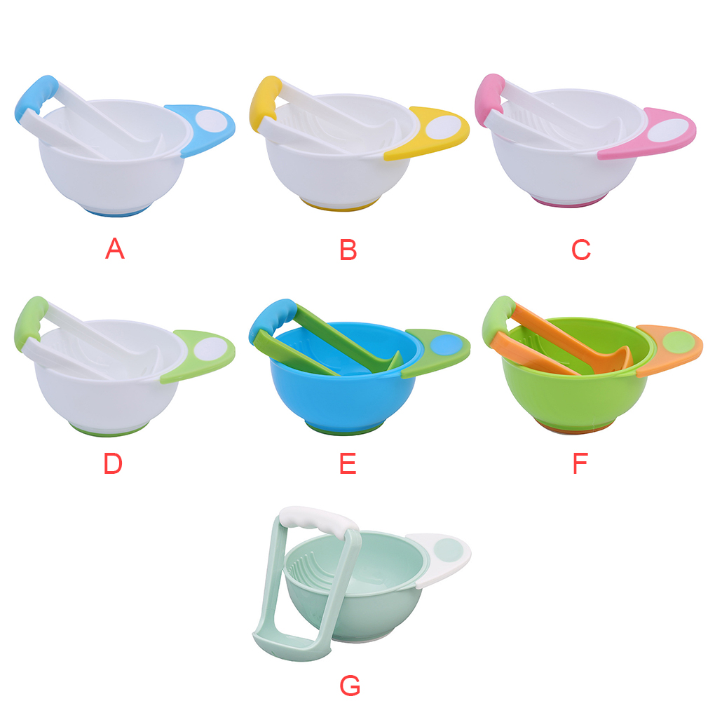 Baby Food Masher - مجموعة وعاء طحن يدوية للطفل ،