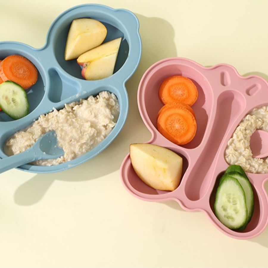 2 قطعة فراشة الطفل سيليكون طبق - مراجعة Baby Food Menu وسعره