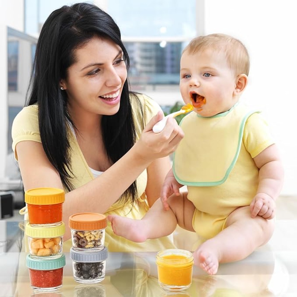 6 قطع من أوعية زجاجية لطعام ال - مراجعة Baby Food Jars Glass وسعره