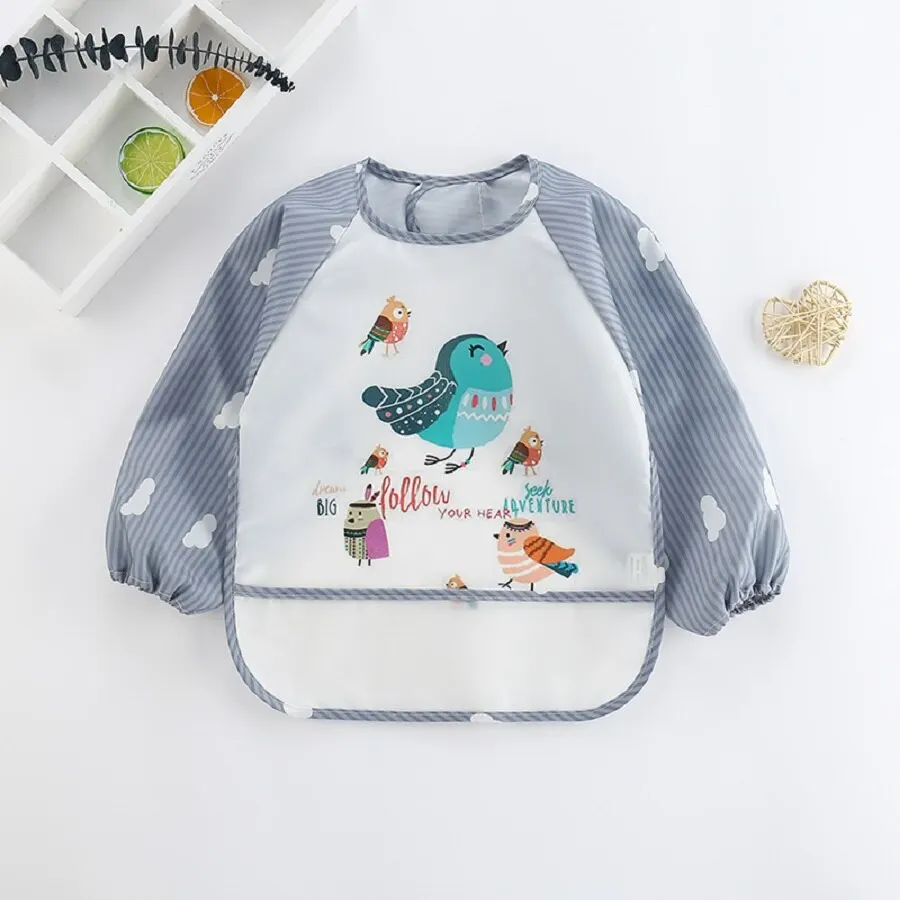 For1-3Year طفل وشاح طويل الأكم - مراجعة Baby Food Apron وسعره